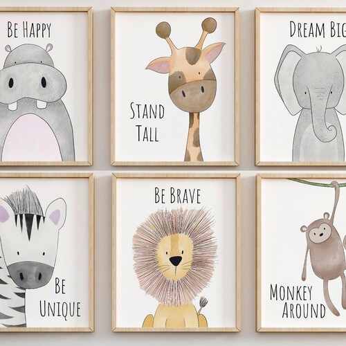 Safari Animals Nursery Prints Nursery Animals Art Jungle Etsy