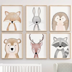 Woodland Nursery Wall Art Prints, Woodland Nursery Prints, Nursery Wall Art, Woodland Animal Prints, Nursery Décor, Forest Animals Nursery