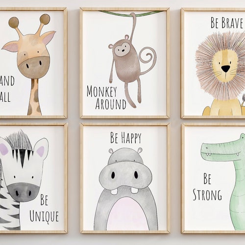 Safari Nursery Print Safari Animal Prints Nursery Wall Art Etsy