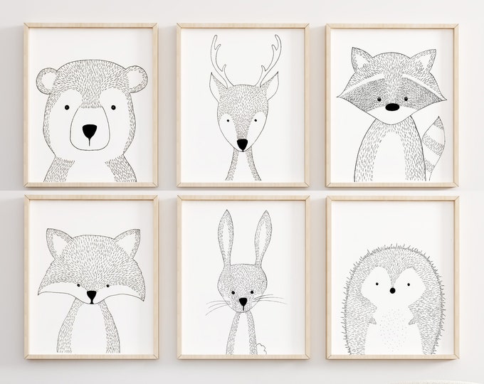 Nursery Animal Print Set Nursery Animal Art Nursery Etsy
