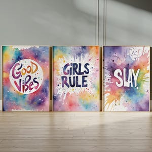 Tween/Teen Girls bedroom Wall Art Prints, Teenager Bedroom Design Decor, Watercolour Wall Art Pictures, Cool Girl Sayings Art Pictures