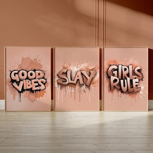 Decoración de pared para dormitorio de niñas adolescentes o preadolescentes, adolescentes crean su propio conjunto de imágenes de arte de pared con rosas en acuarela, pósteres con imágenes con frases geniales para chicas