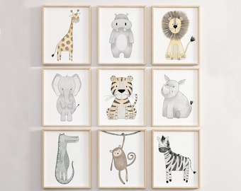 Nursery Jungle Home Décor Prints, Safari Nursery Art Wall décor for Nursery, neutral Nursery décor, Animal Art Prints, Baby Shower Gifts