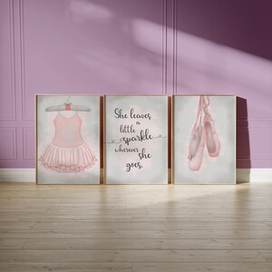 Girls Ballet Art Print Set, Tween Preteen Girl Ballerina Bedroom Decor