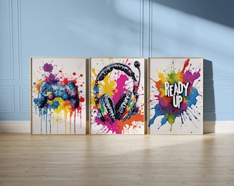 Gaming Room Wall Art Prints, Tween Teen Boys Bedroom Gamer Decor