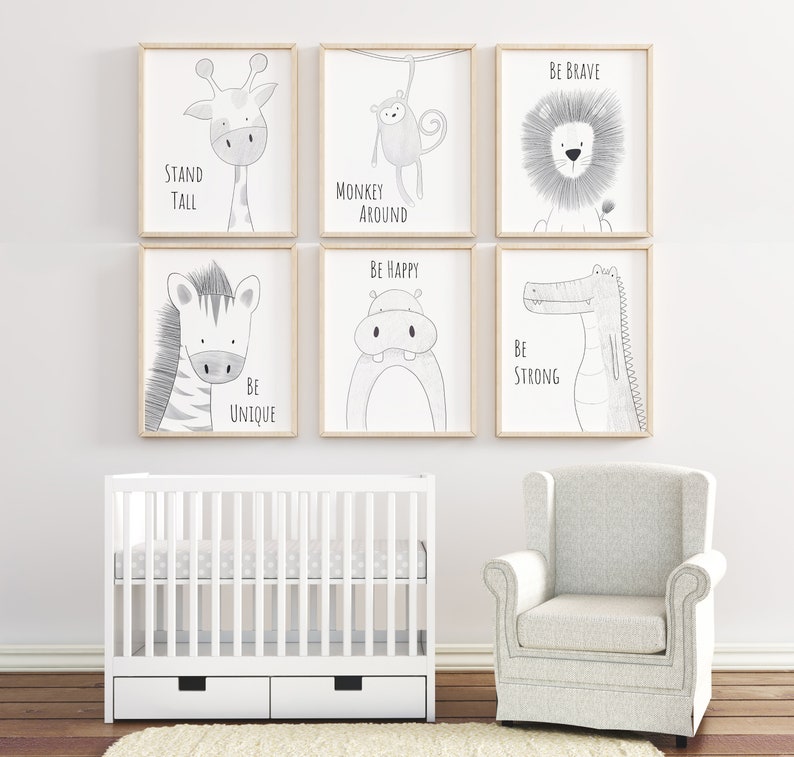 Safari Nursery Set Animal Nursery Decor Quote Nursery Print Etsy