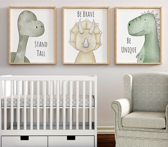 Inspirational Dinosaur Print Set Dinosaur Decor Dinosaur Etsy