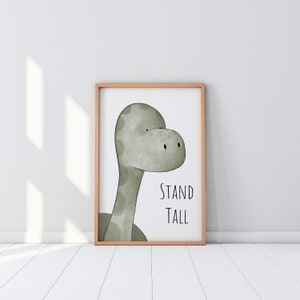 Nursery Dinosaur Nursery Print Set of 3, Dinosaur Wall Art Picture Posters, Dino Décor, Boys Room Art, Stand Tall, Be Brave, Be Unique, image 2