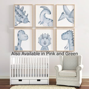 Nursery Dinosaur Art Print Set of 3 or 6, Boho Dinosaur Wall Hangings ...