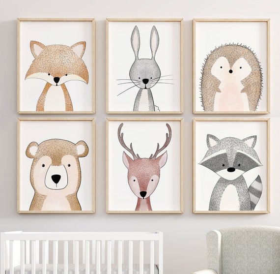 Woodland Nursery Art Prints Woodland Nursery Decor Nursery