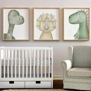 Nursery Dinosaur Nursery Print Set of 3, Dinosaur Wall Art Picture Posters, Dino Décor, Boys Room Art, Stand Tall, Be Brave, Be Unique, image 7