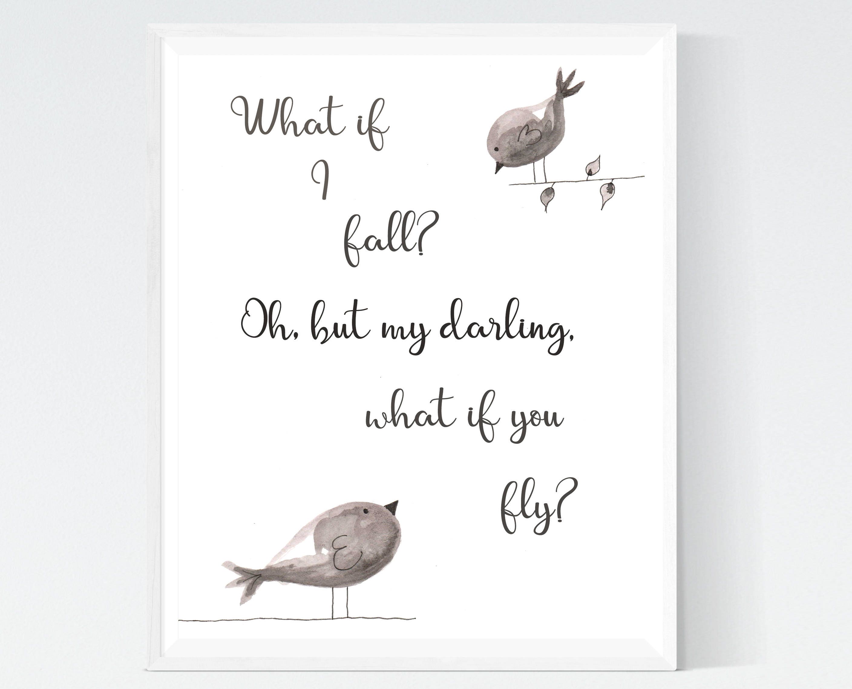 What If I Fall Quote Print What If You Fly Print Quote Etsy