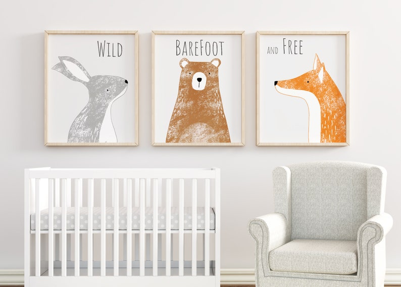 Printable Woodland Nursery Print Set of 3 Digital Instant - Etsy
