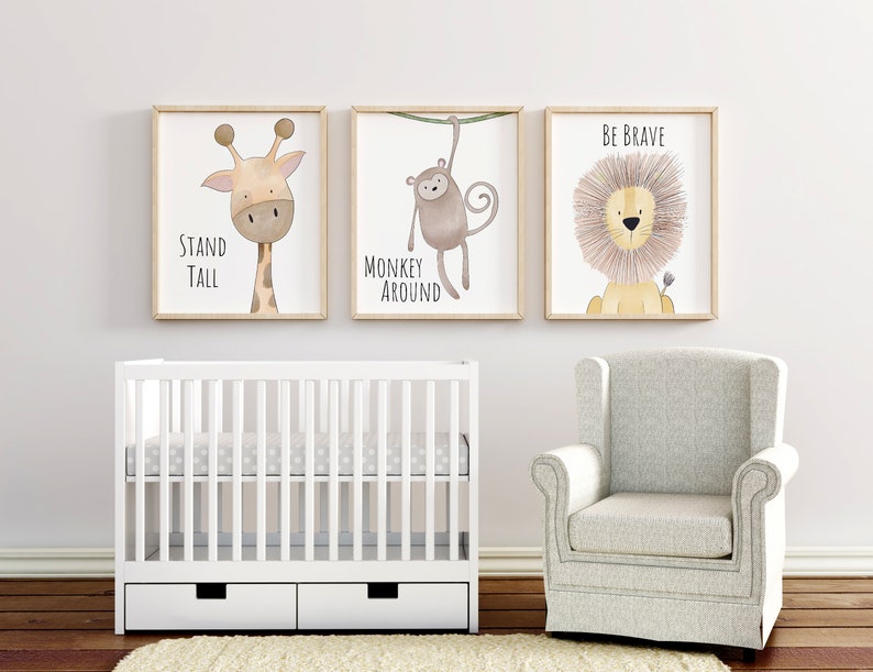 Jungle Nursery Wall Art Decor Animal Nursery Prints Quote Etsy