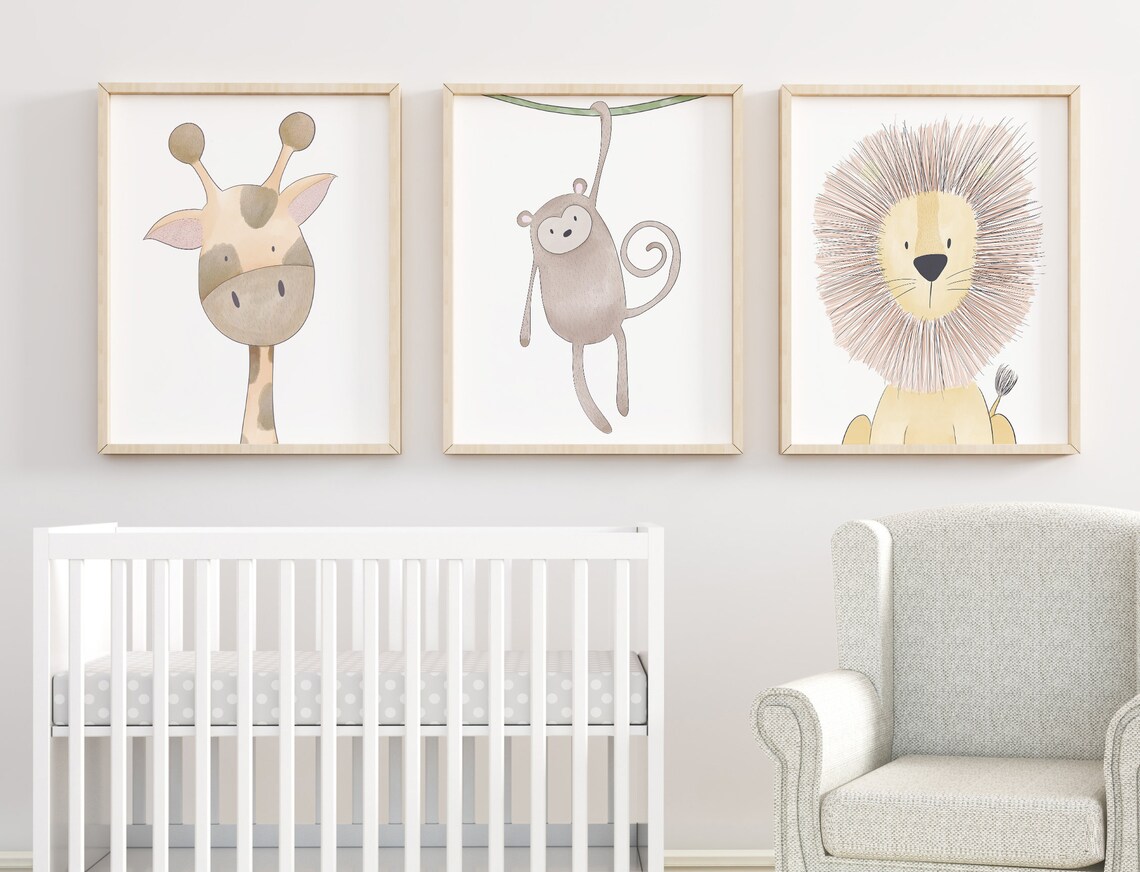 Safari Nursery Prints Animal Nursery Wall Art Nursery Print Etsy