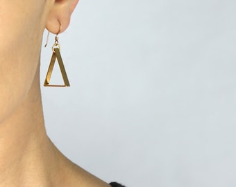 Gold or Silver Triangle Drop Earring // Minimalist Earring // Gift for her // Simple Triangle Earring // Triangle Dangle Earring // BM-E006