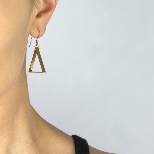 Gold or Silver Triangle Drop Earring // Minimalist Earring // Gift for her // Simple Triangle Earring // Triangle Dangle Earring // BM-E006
