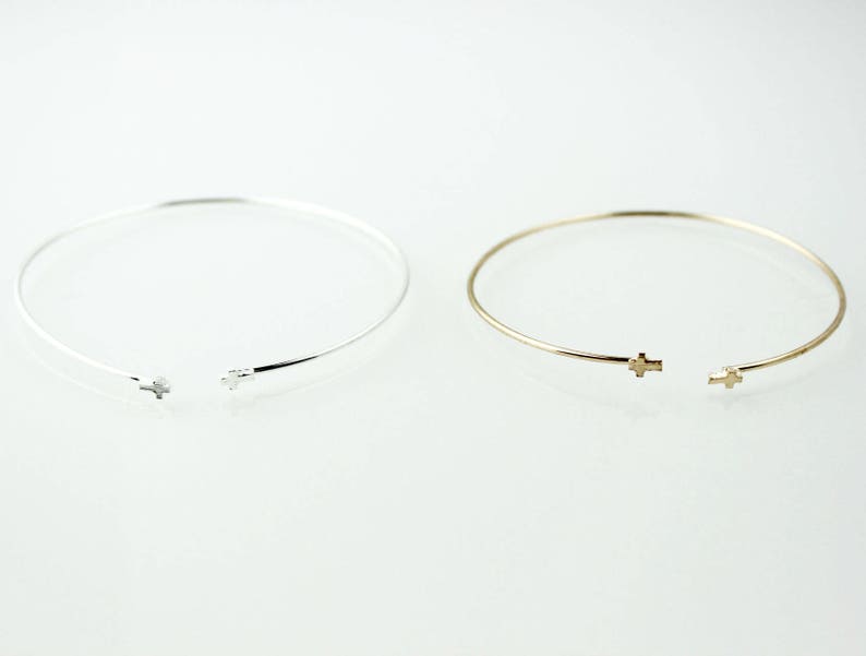 Gold or silver Double Cross Bangle Cross Bracelet Adjustable Bangle Geometric Bangle Modern Wrist or Arm Band Bangle MB-B006