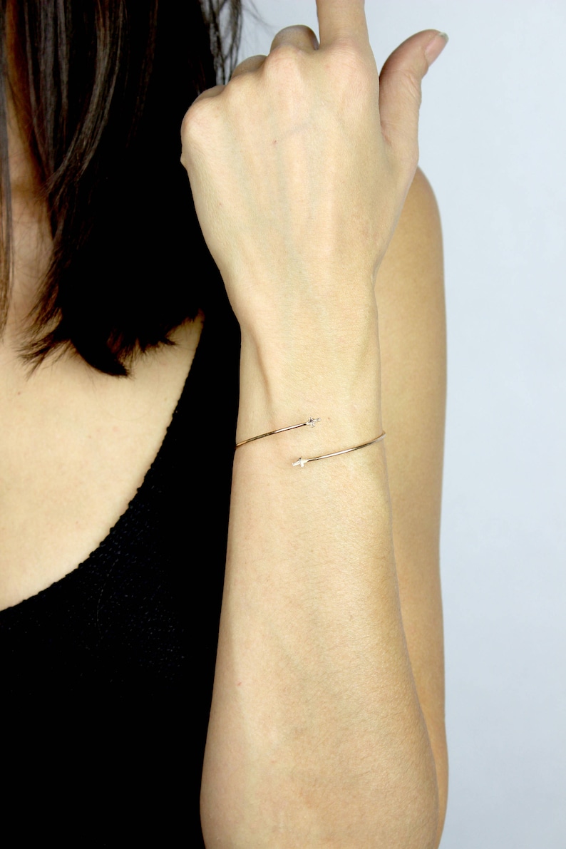 Gold or silver Double Cross Bangle Cross Bracelet Adjustable Bangle Geometric Bangle Modern Wrist or Arm Band Bangle MB-B006