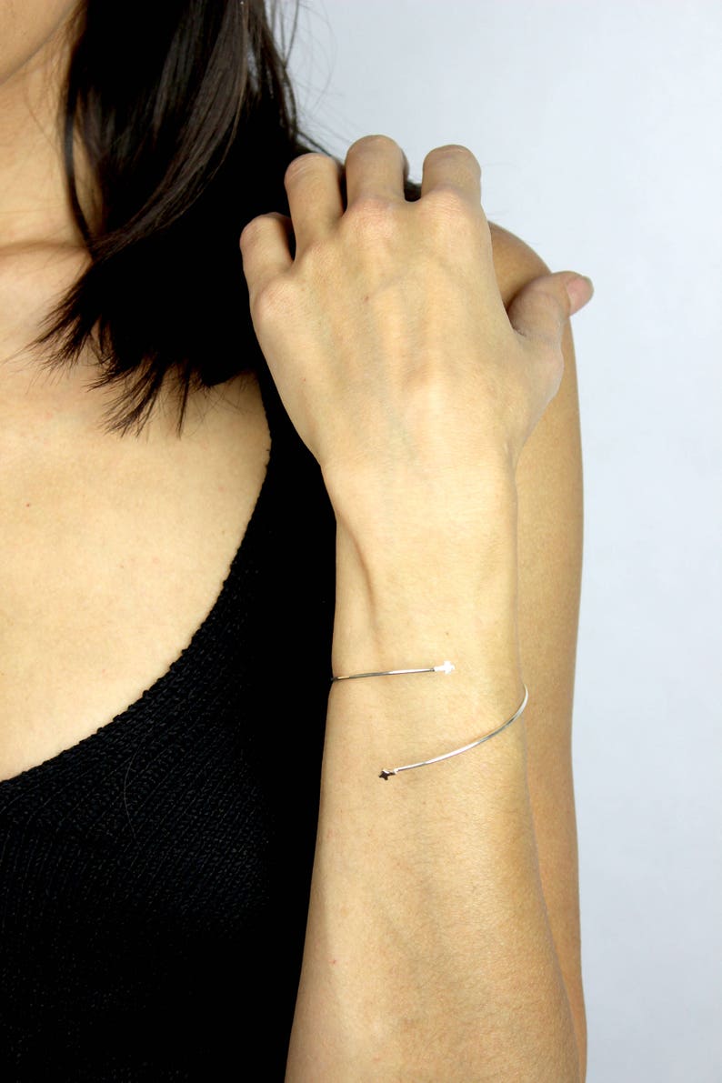 Gold or silver Double Cross Bangle Cross Bracelet Adjustable Bangle Geometric Bangle Modern Wrist or Arm Band Bangle MB-B006