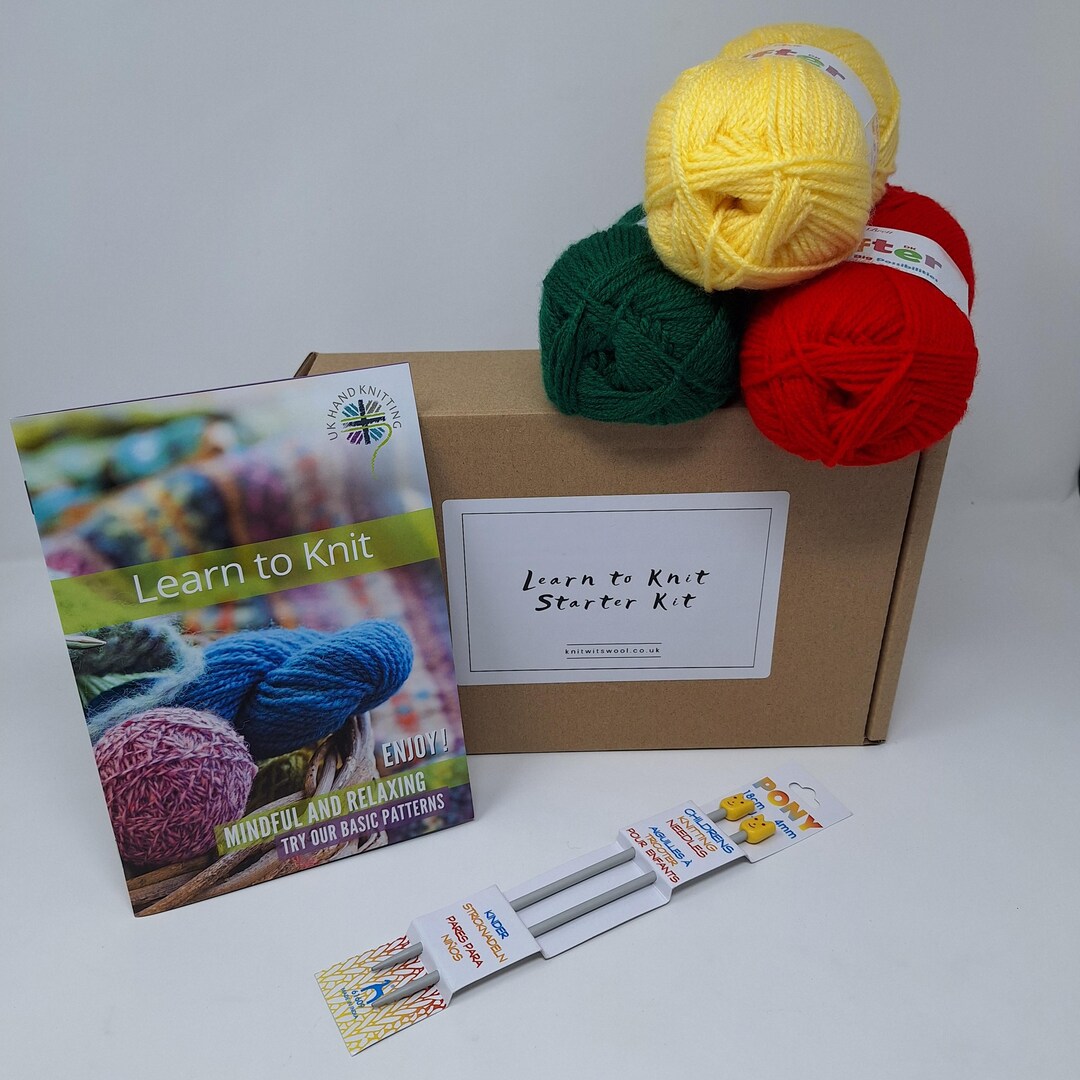 Child's Learn to Knit Starter Kit: Acrylic Yarn, Needles & Booklet ...