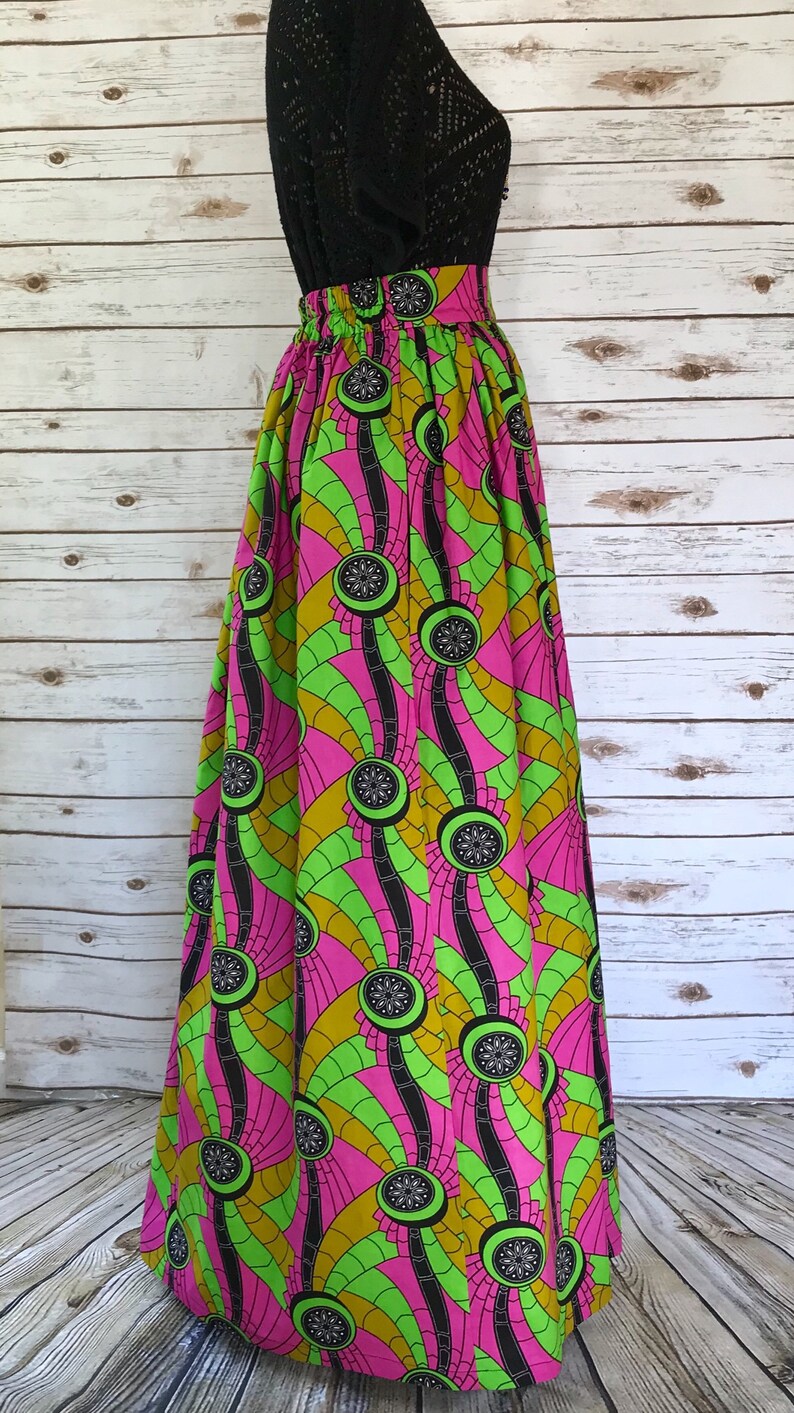 Ashanti African Print Ankara Maxi Skirt W/pockets & Elastic - Etsy