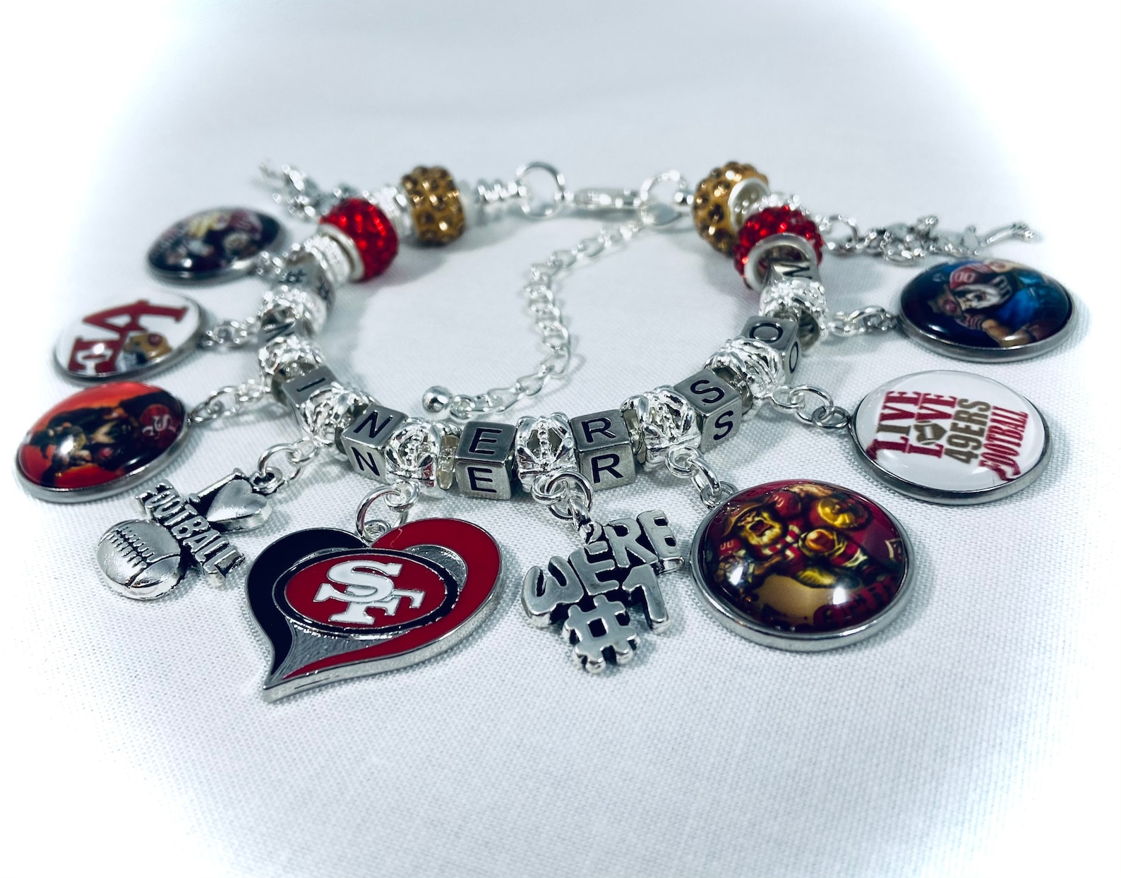 NFL San Francisco 49ERS Pendant Charm Bracelet Etsy