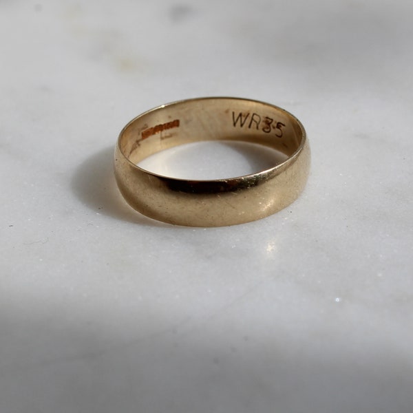 Vintage 1935 Gold Wedding Ring - Wide Wedding Band