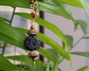 Lava Bead Diffuser Necklace - Amber