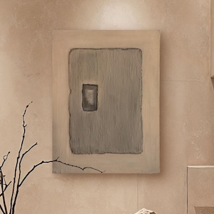 Wabi Sabi Textured Wall Art, Neutral Japandi Abstract Painting, Minimalist Earthy wall Decor, Taupe and Beige Wall Decoration, One-of-a-Kind