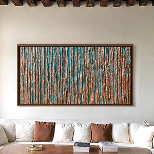 Abstract painting, Texture artwork, Original artwork on canvas, Modern wall art, Copper turquoise Art, custom painting, leaf painting, decor