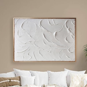 Acrylic painting, Abstract texture artwork, White painting on canvas, Living room wall art, Acrylic custom large painting, Minimalist art,