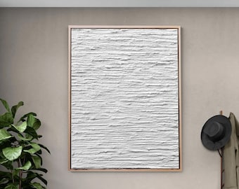 Minimalist abstract textured painting original painting on canvas minimalist wall art, white artwork for living room, Custom wall decor