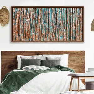 Abstract painting, Texture artwork, Original artwork on canvas, Modern wall art, Copper turquoise Art, custom painting, leaf painting, decor