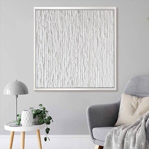 Abstract textured painting, painting on canvas minimalist wall art, white living room artwork, Modern original painting custom stretched art zdjęcie 4