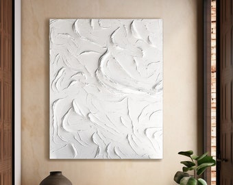 Abstract textured 3D painting white artwork, minimalist painting on canvas, White Wall Art Handmade large painting ready to ship