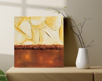 Abstract Gold Rust Wall Art-Unique and Elegant Gift idea for her-One of a Kind Ready to ship acrylic artwork-Textured painting on canvas