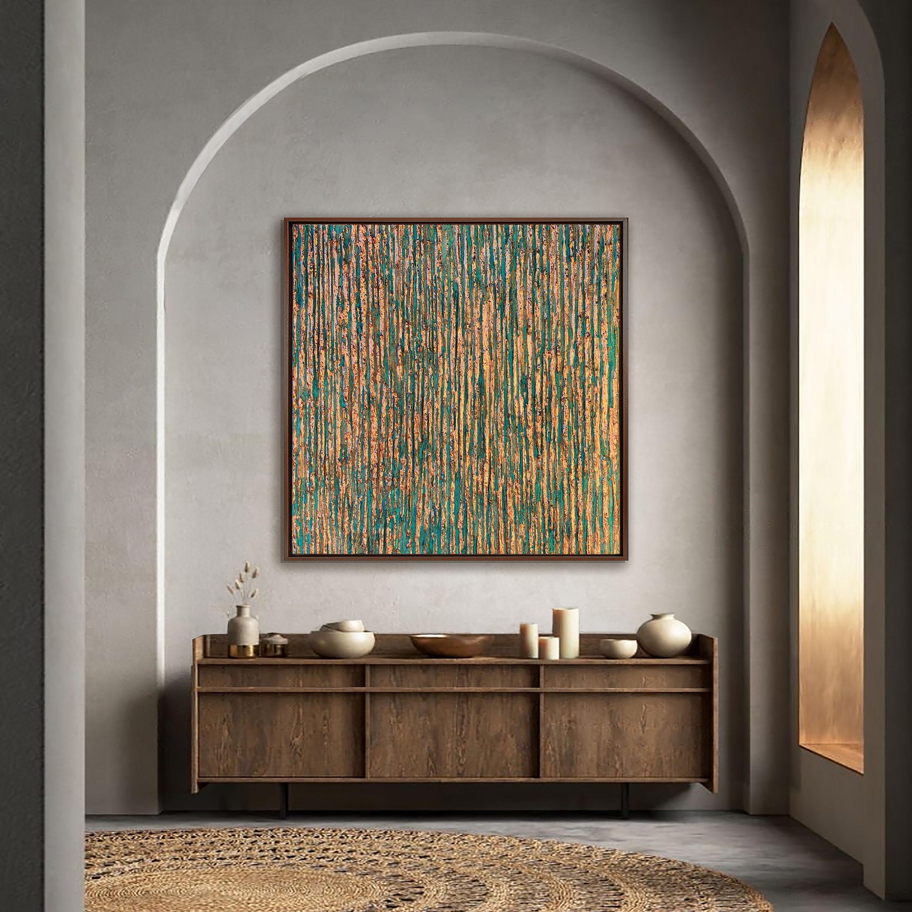 Panneau Mural En Cuivre Véritable Fait Main - Décoration Savage Copper Bloom, Patine Multicolore