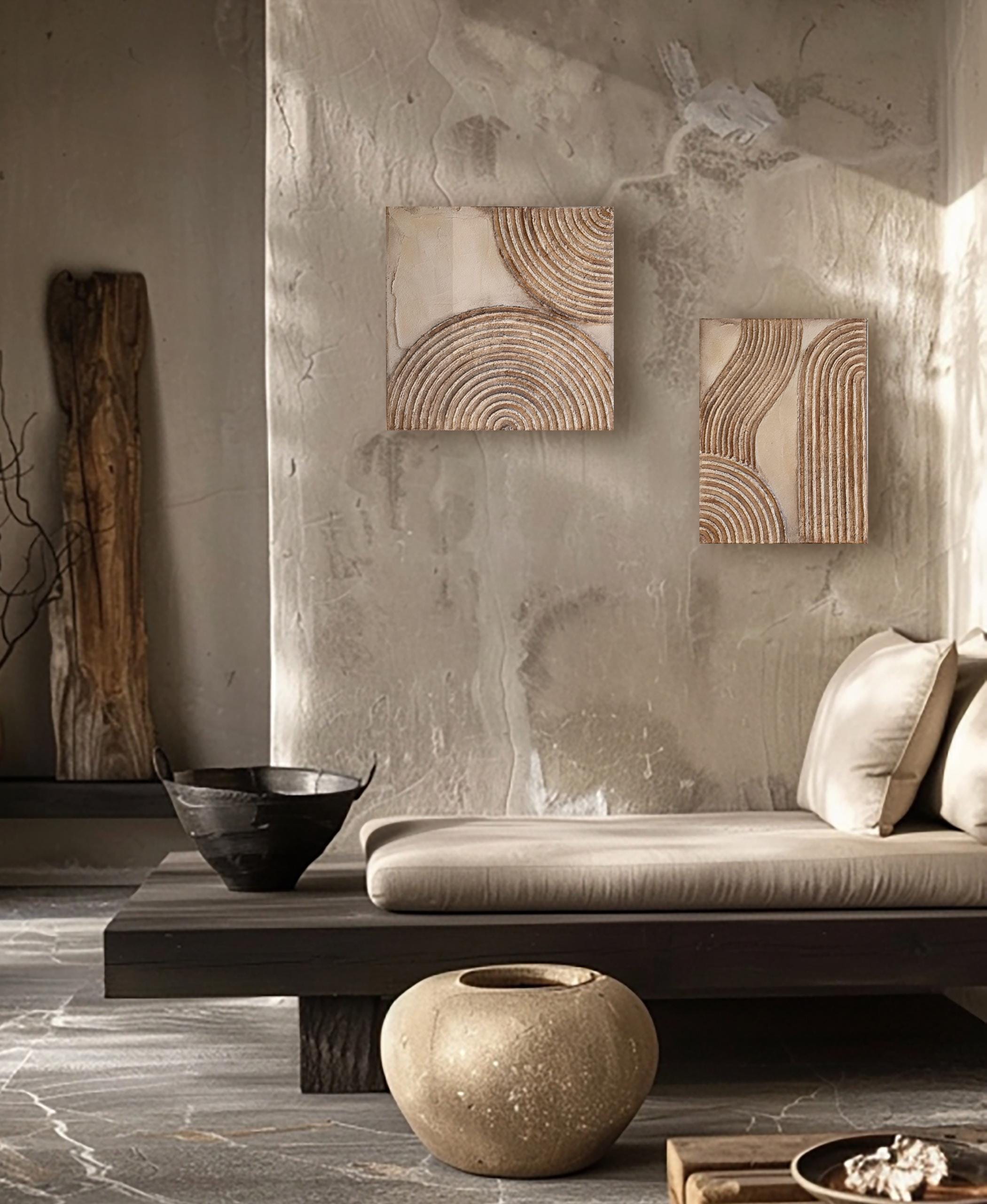 Wabi Sabi Textured Canvas Art Set: Japandi Beige Abstract Paintings - Etsy