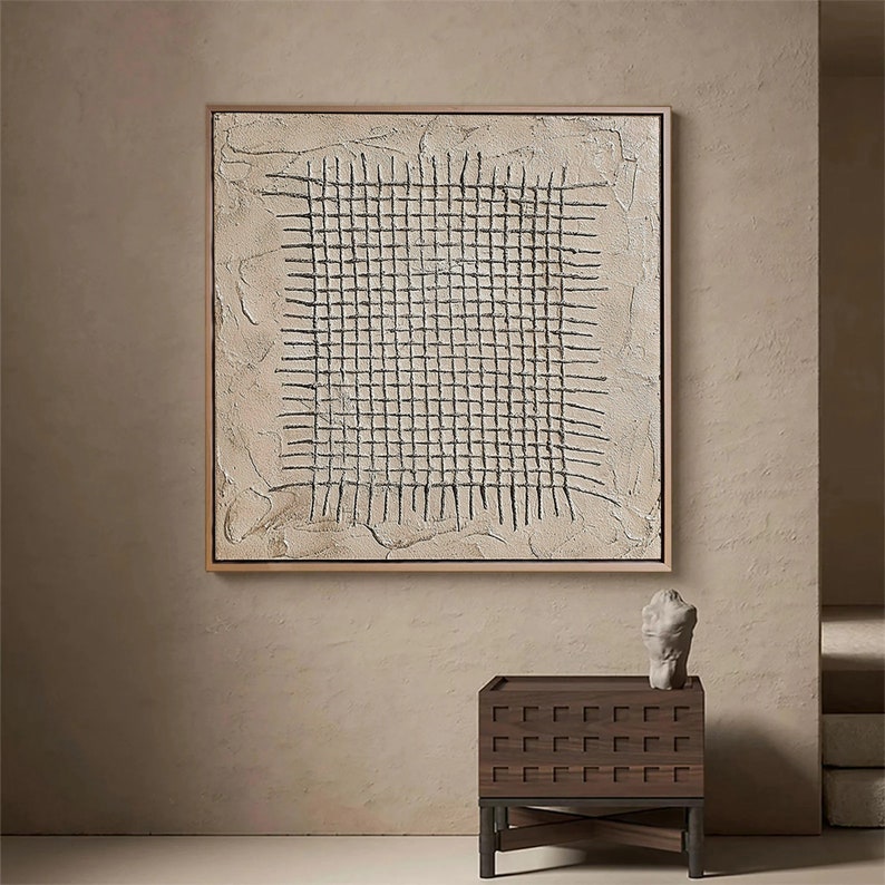 Textured Beige Abstract Painting: Modern Wabi Sabi Canvas Art - Etsy