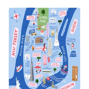 NYC Map/ Art Print / New York City / Wall Decor / Kids Room Art