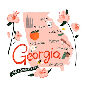 Georgia Map / Art Print Georgia / Wall Decor / Kids Art / Georgia Art