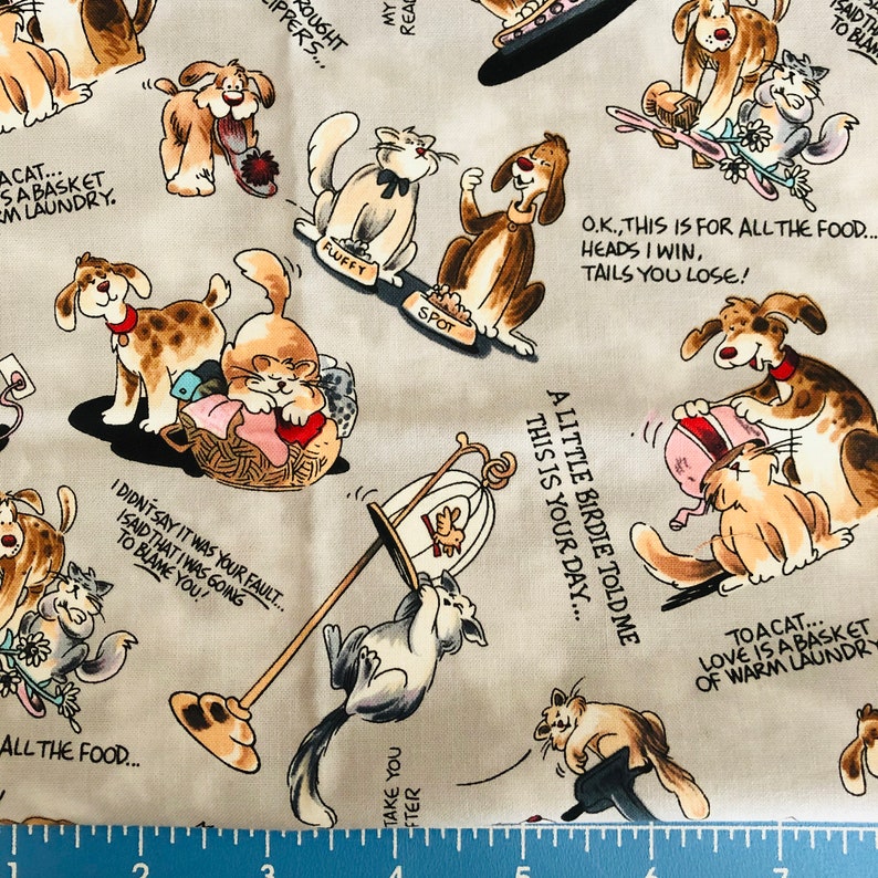 Fabric Quilting Funny Dogs and Cats Fabric Quilt Fabric Pets Etsy