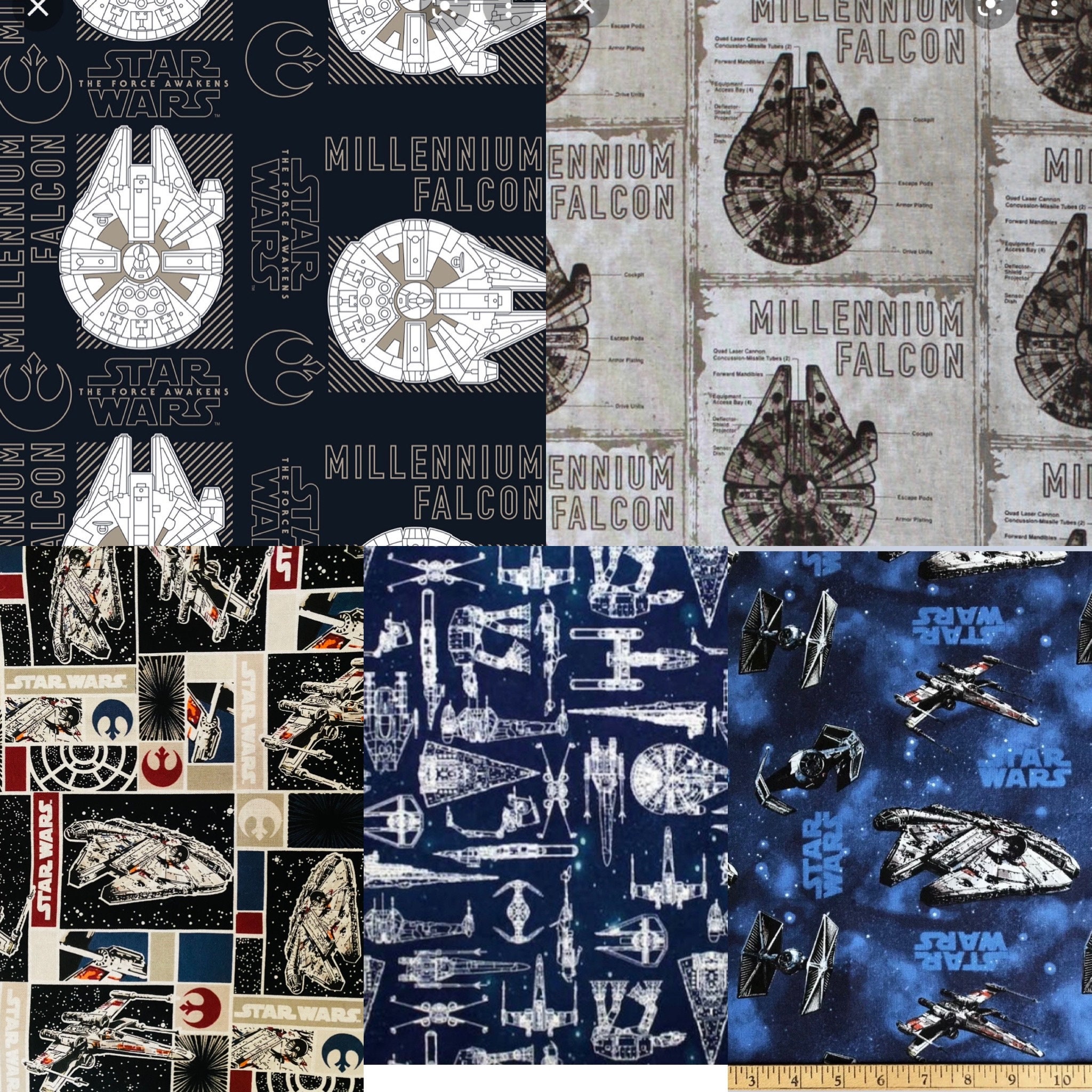 Fabric Star Wars Cotton Fabric Millennium Falcon Star Wars Ships Yoda
