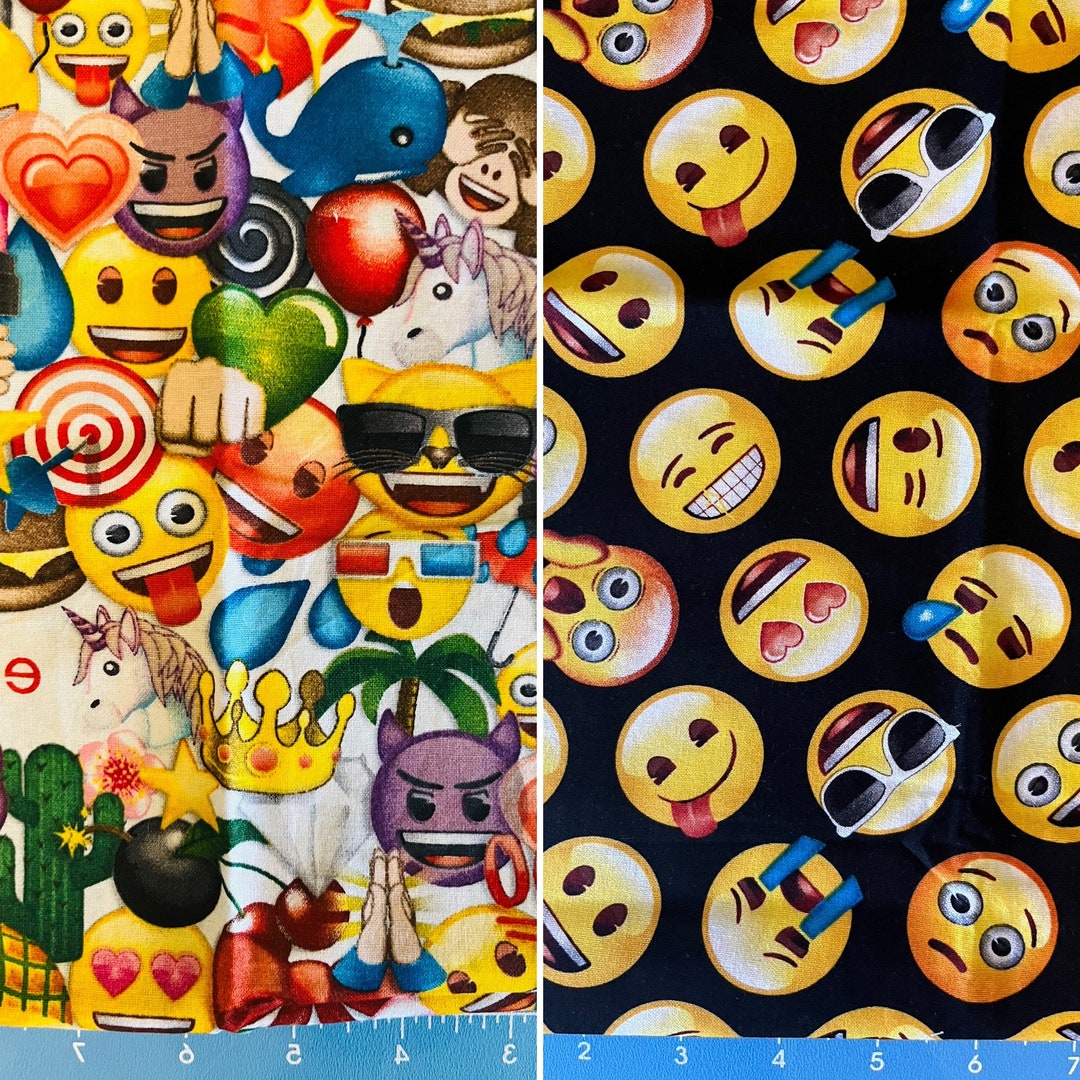 Fabric Original Emojis Cotton Fabric All Kinds of Emojis Etsy