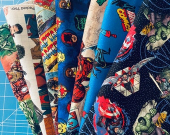 Fabric Marvel SALE Super Heroes Collection Cotton Fabric Avengers Pack Collection yard