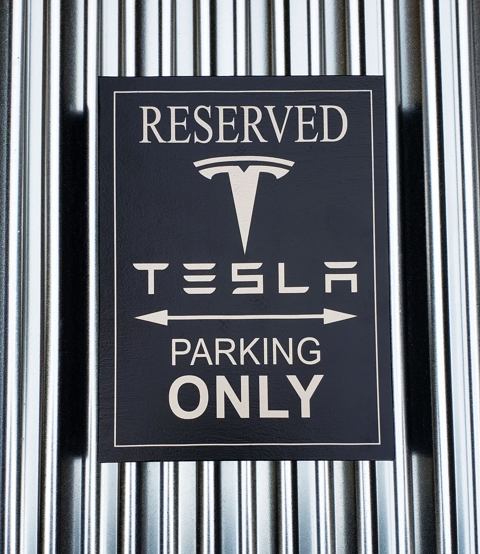 Tesla Parking Only Painted Wood Sign Mancave Sign Garage Sign Etsy UK