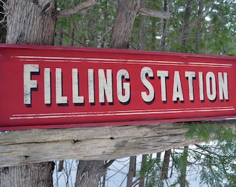 Filling Station Sign Painted Rustic Wood Sign Mancave Art Garage Sign Distressed Garage Sign Reproduction Sign Gearhead Sign Gift for Him