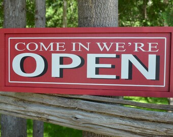 Open/Closed Signage Come in We're Open Sorry We're Closed Painted Wooden Sign Retail Signage Old Fashioned Open/Closed Sign