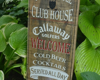 Rustic Wooden Sign Golf Sign 19th Hole Club House Sign Rustic Wood Golf Sign Barnboard Sign Man Cave Sign Golfers Gift